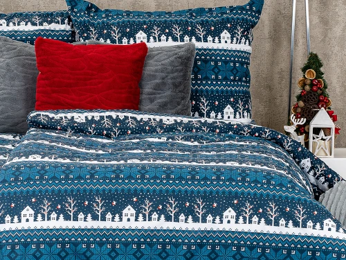 povlečení vánoční modré motivy