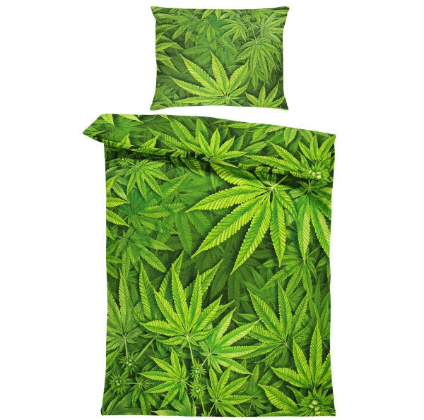 kvalitní zelené povlečení konopí Cannabis